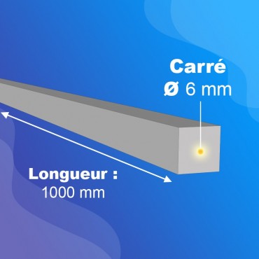 Carré de 6mm - Longueur 1000mm