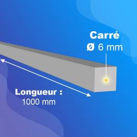 Carré de 6mm - Longueur 1000mm