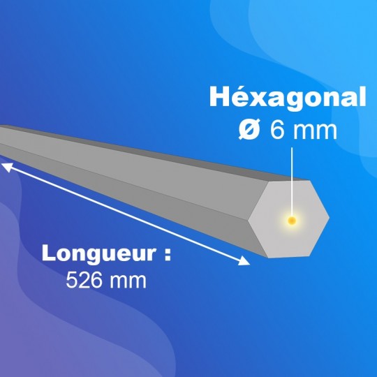 Hexa de 6mm - Longueur 526mm