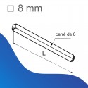 Axe hors joue - Carré de 8mm - Longueur 120mm