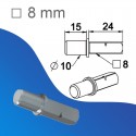 Axe d\'entraînement - Carré de 8 x Ø10 - Longueur 42mm