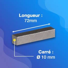 Carré de 10mm - Longueur 72mm