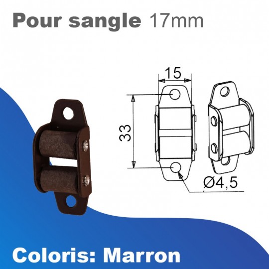 Guide sangle vertical à 2 galets - Marron - Sangle 12mm max