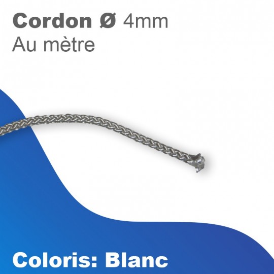 Cordon Ø4mm - Blanc - au mètre linéaire