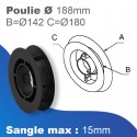 Poulie à clipper Ø 188 mm - Sangle maxi 15mm - sur embouts ZF