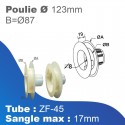 Poulie à embout Ø 123 mm - Sangle maxi 17mm - sur tube ZF45