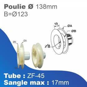 Poulie à embout Ø 138 mm -...