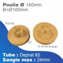 Poulie de sangle - Ø140 mm - Tube Deprat Ø 62 - Sangle maxi 20 mm