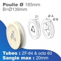 Poulie de sangle Ø 185 mm - tube ZF64 & Octo 60 - Sangle maxi 20 mm
