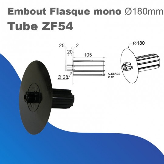 Embout flasque monobloc - Tube ZF54 - Ø 180 mm