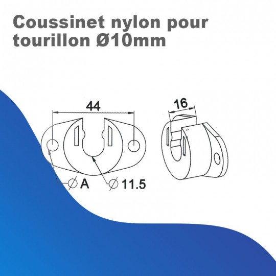Coussinet nylon pour tourillon Ø10mm