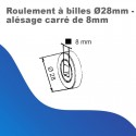 Roulement à billes Ø28mm - alésage carré de 8mm