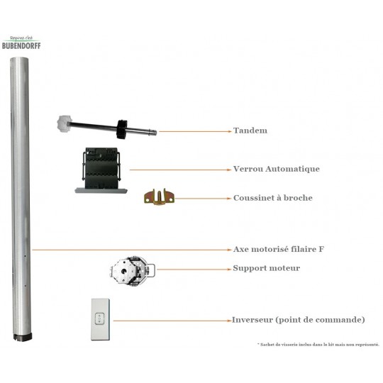 Axe Ø60 tradi - Lg 3000 - Moteur Mi - filaire 25Nm