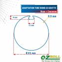 Adaptation R + C moteurs OZRoll Ø35 pour tube rond 63 mm à goutte