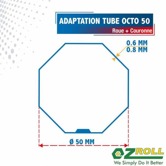 Adaptation R + C moteurs OZRoll Ø45 pour tube Octo 50 mm