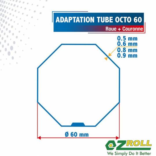 Adaptation R + C moteurs OZRoll Ø45 pour tube Octo 60 mm
