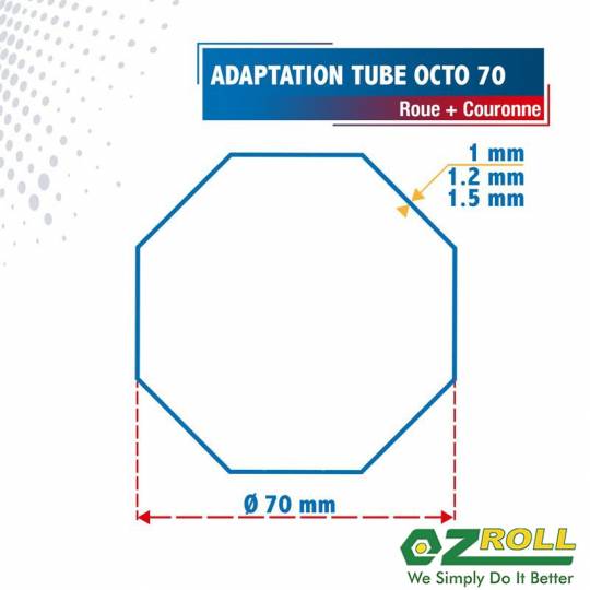 Adaptation R + C moteurs OZRoll Ø45 pour tube Octo 70 mm