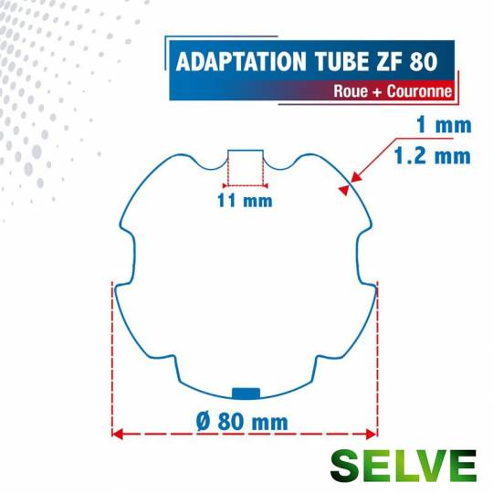 Adaptation 50 R + C moteur SELVE SP2 pour tube ZF80