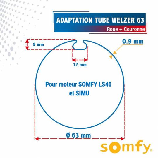 Adaptation 40 R + C moteurs Somfy LS40 et Simu tube...
