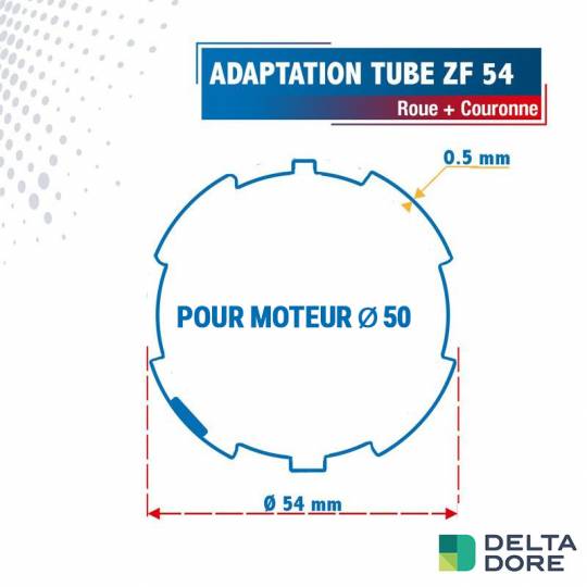Adaptation 50 R + C moteurs Delta Dore Tymoov pour tube ZF54