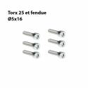 Vis TORX 25 fend. Ø5x16 acier revêtement zinc + nickel + rond