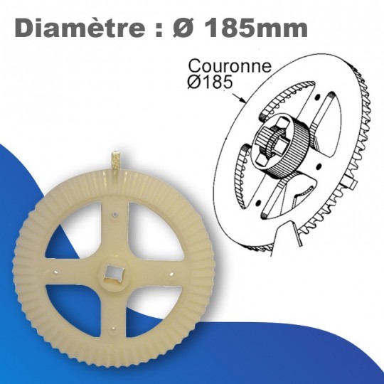 Couronne seule Ø185 mm renforcée - couple conique rapport...