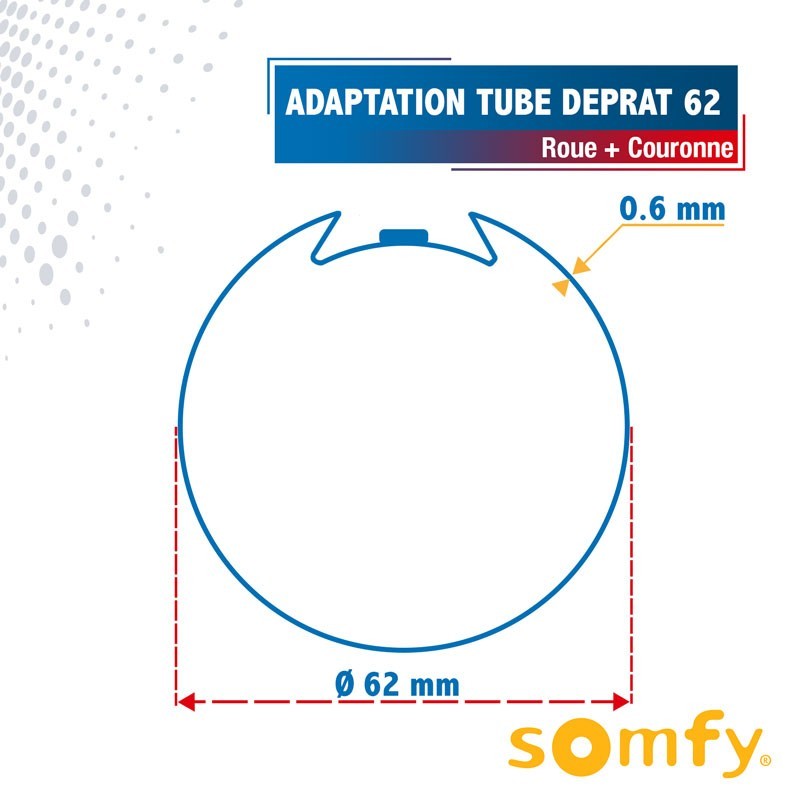 Roue + Couronne pour tube Deprat 62 pour Moteurs Somfy Ø50mm