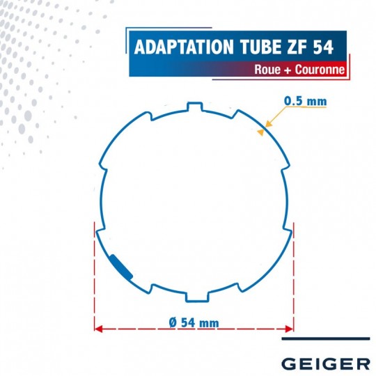 Roue + Couronne pour tube ZF 54 pour Moteurs Geiger Ø50mm