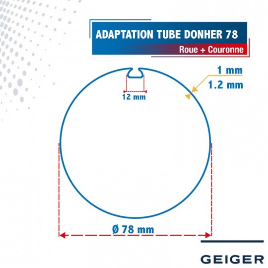 Roue + Couronne pour tube Donher 78 pour Moteurs Geiger...